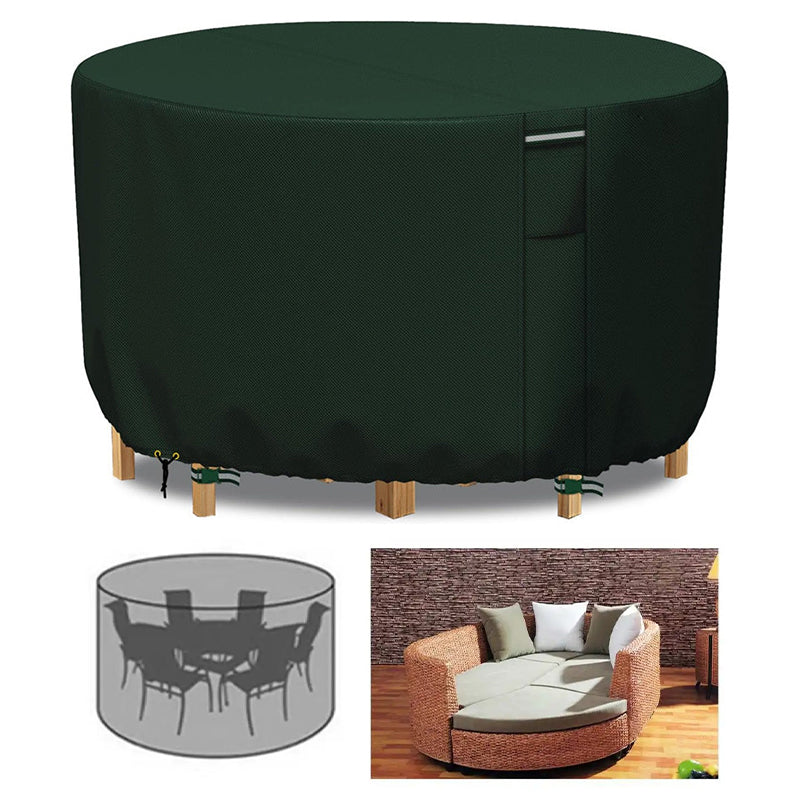Round Waterproof Outdoor Furniture Cover, Heavy-Duty & UV-Resistant