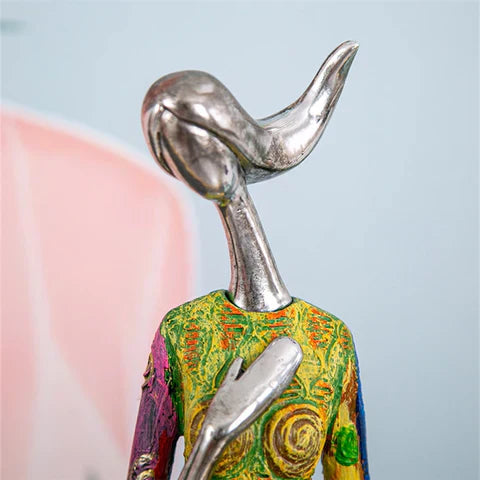 Contemporary Abstract Female Statues – Vibrant Resin Art for Interior Design