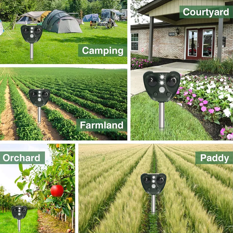 Solar-Powered Ultrasonic Bird Repeller for Gardens and Crops