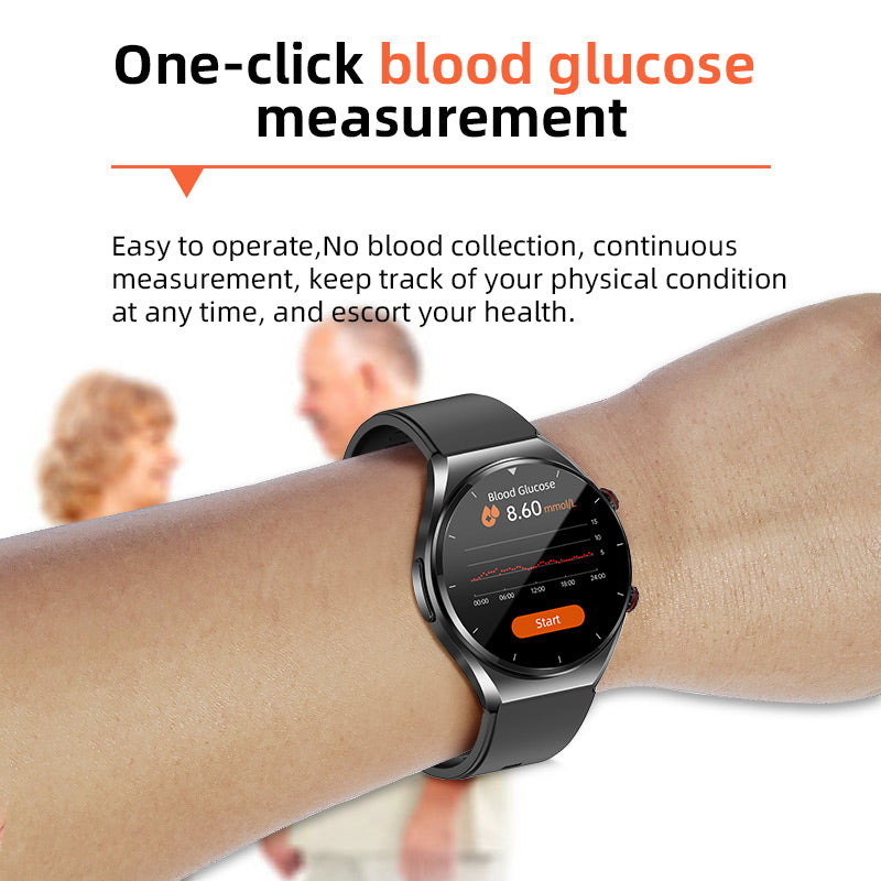 One-Touch Health Monitor Smartwatch: Glucose, Blood Pressure, ECG, Heart Rate