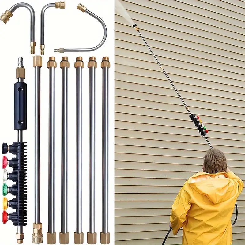 Telescoping Pressure Washer Wand Kit | 4000 PSI, 7 Tips for Roofs & Gutters