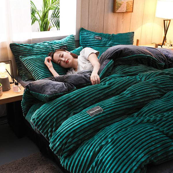 Plush Corduroy Velvet Winter Bedding Set