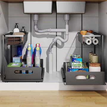 2-Tier Under Sink Organizer with Slide-Out Design