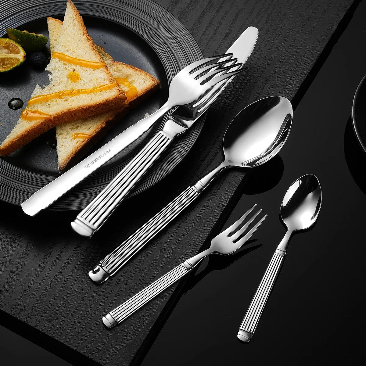 Gold Roman Column Design Cutlery Set - Premium Stainless Steel Flatware