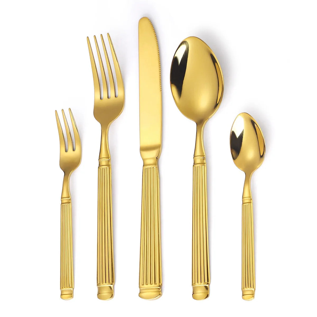 Gold Roman Column Design Cutlery Set - Premium Stainless Steel Flatware