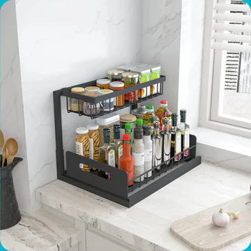 2-Tier Under Sink Organizer with Slide-Out Design