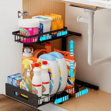 2-Tier Under Sink Organizer with Slide-Out Design