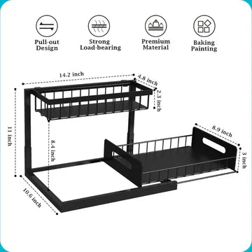 2-Tier Under Sink Organizer with Slide-Out Design