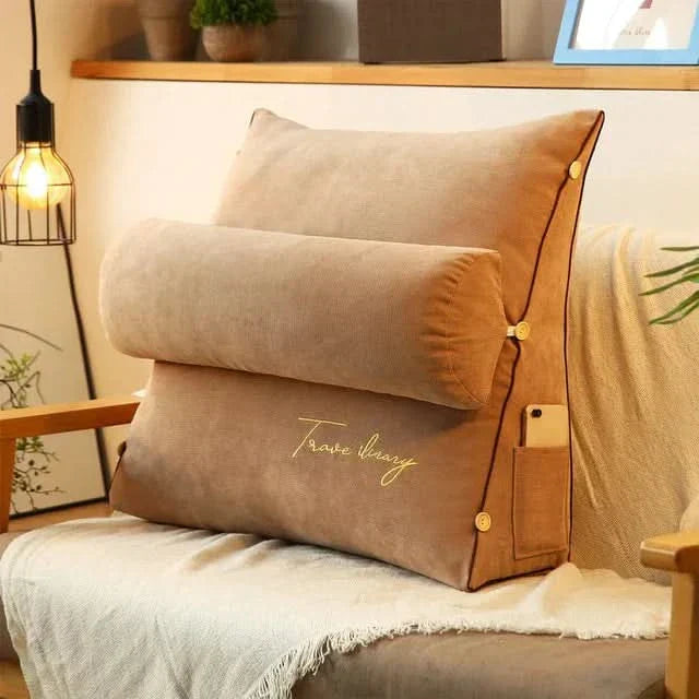 Wedge-Shaped Lumbar Pillow with Adjustable Neck Support