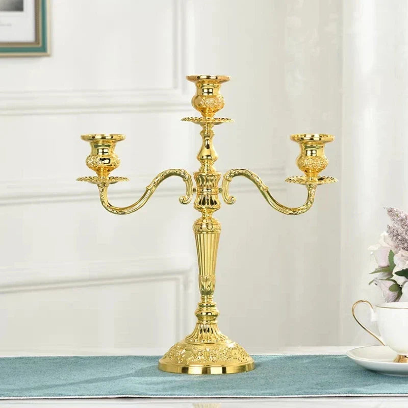 European Gold-Finish Candelabra for Taper Candles