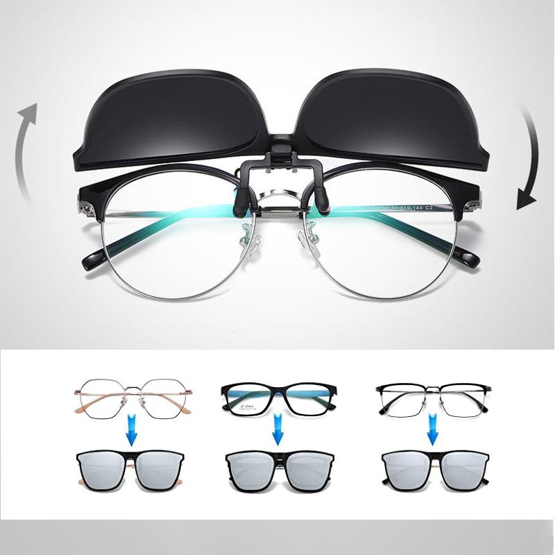 Polarized Clip-On Flip-Up Sunglasses for Prescription Glasses