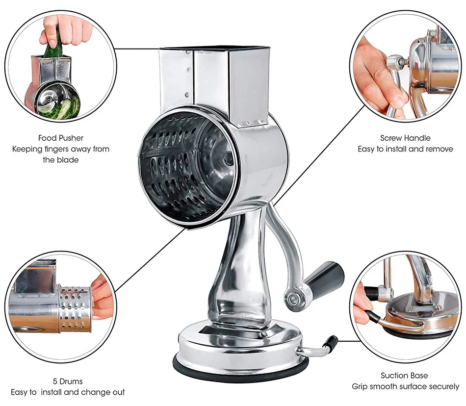 Versatile Kitchen Rotary Grater & Slicer for Effortless Food Prep