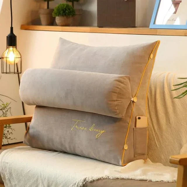 Wedge-Shaped Lumbar Pillow with Adjustable Neck Support