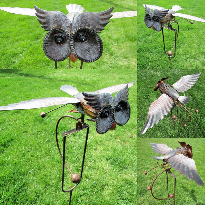 Outdoor Bird-Themed Windmill Sculpture for Gardens