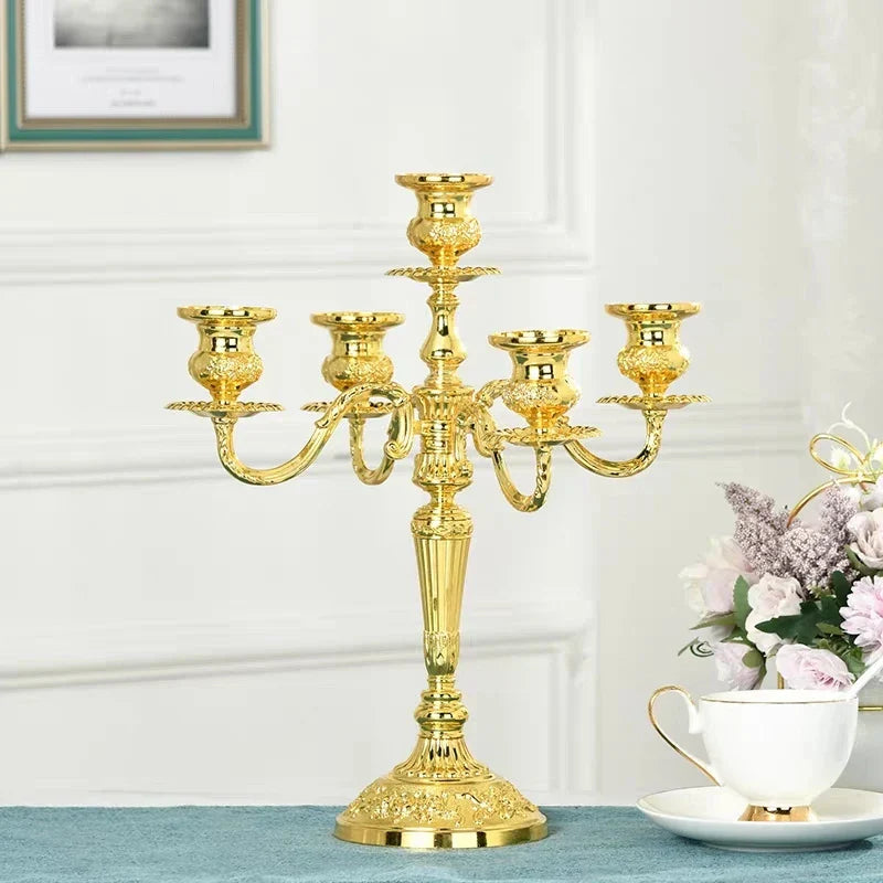 European Gold-Finish Candelabra for Taper Candles