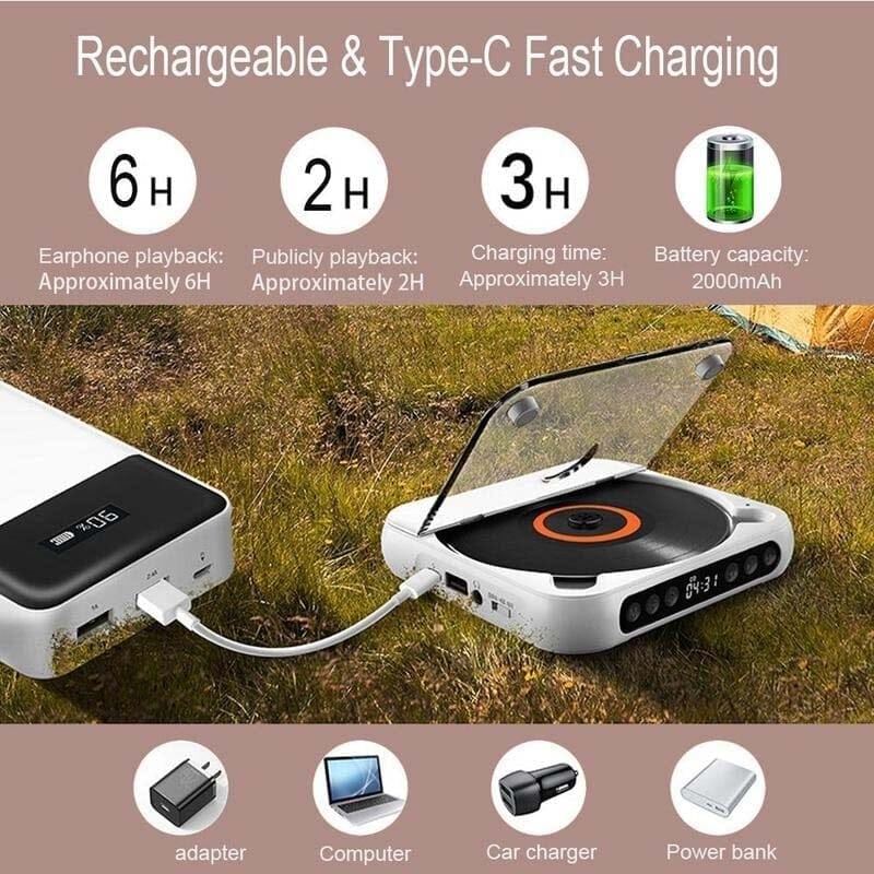 Portable CD Player with Bluetooth Connectivity