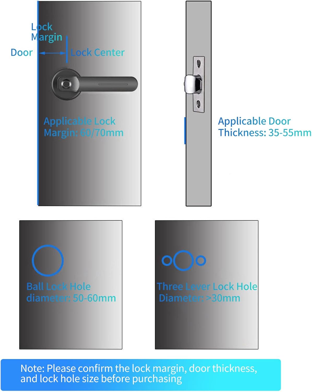 Smart Fingerprint Door Lock with Key Access & 30 User Capacity