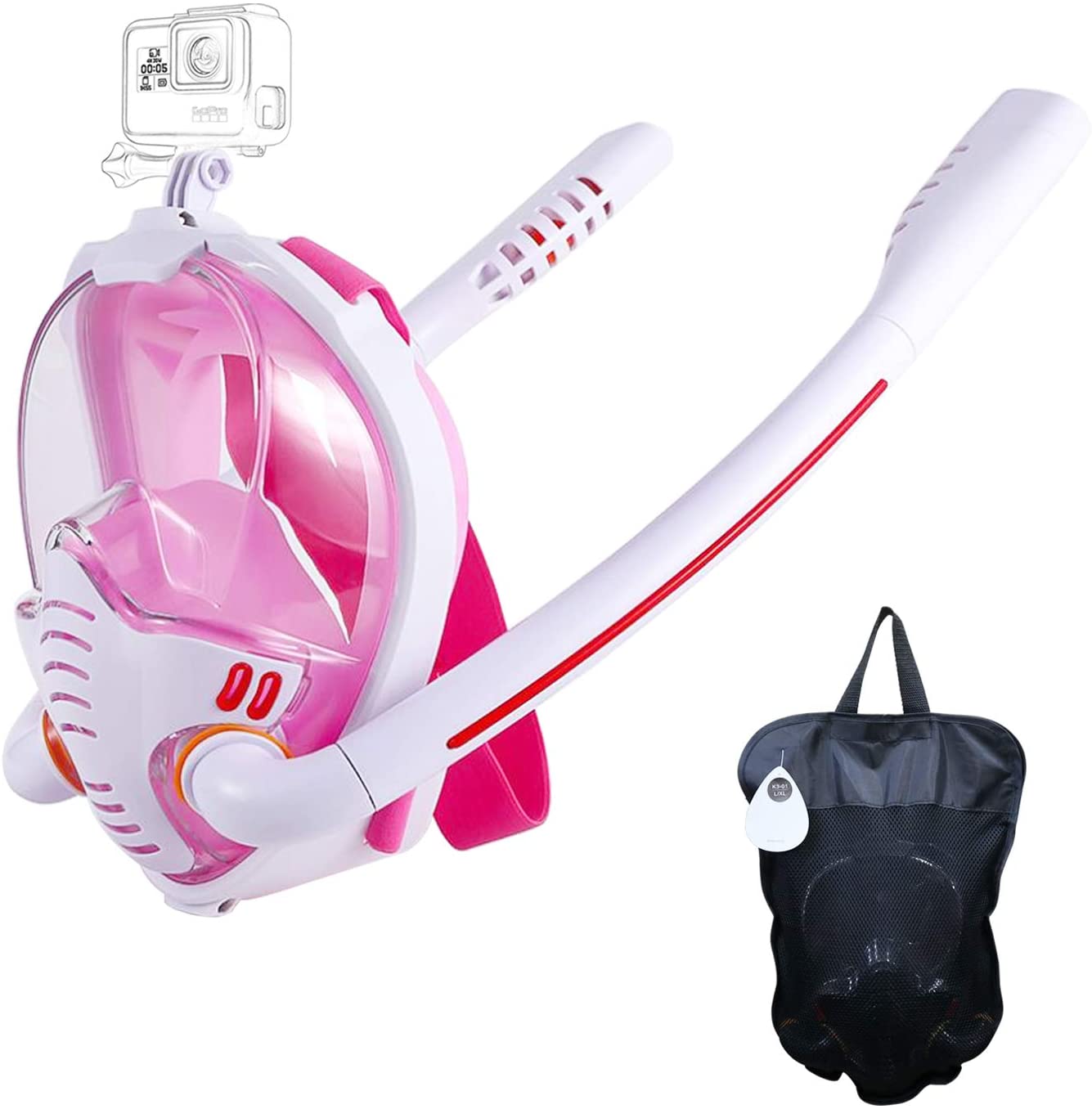 Snorkel Mask with Anti-Fog Cloths, 180° Panoramic HD View