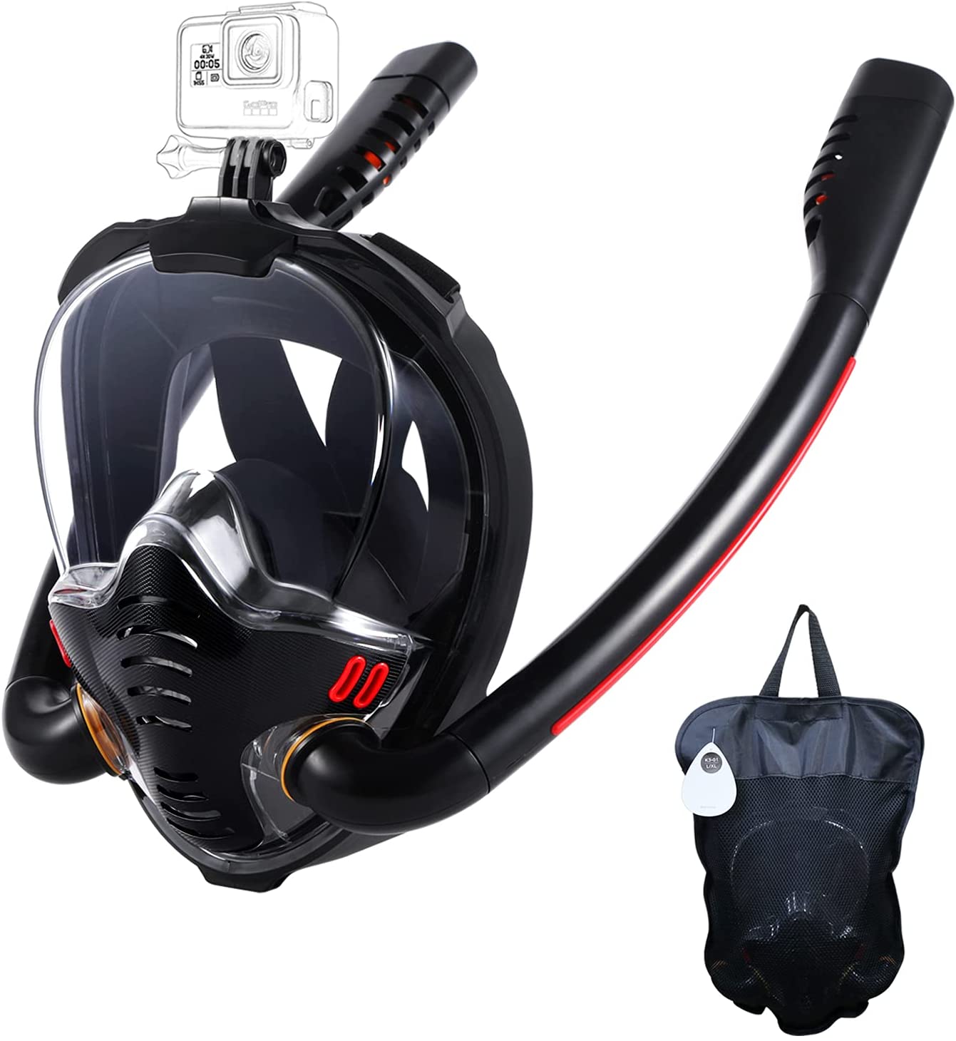 Snorkel Mask with Anti-Fog Cloths, 180° Panoramic HD View