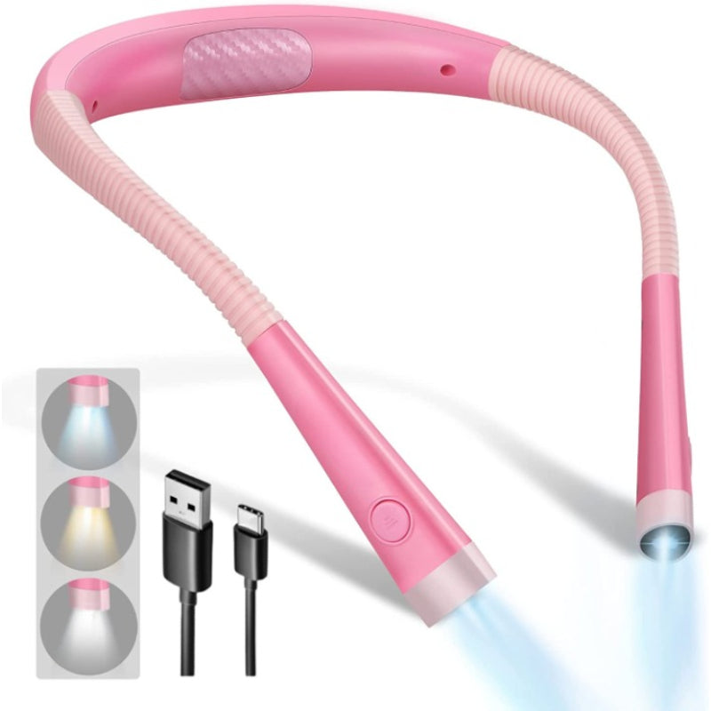 LED Neck Light for Reading in Bed, Adjustable Brightness & Colors, Flexible Arms