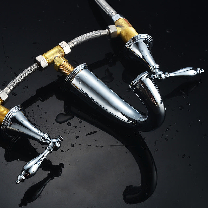 Contemporary Double Handle Bathroom Faucet with Lever Design