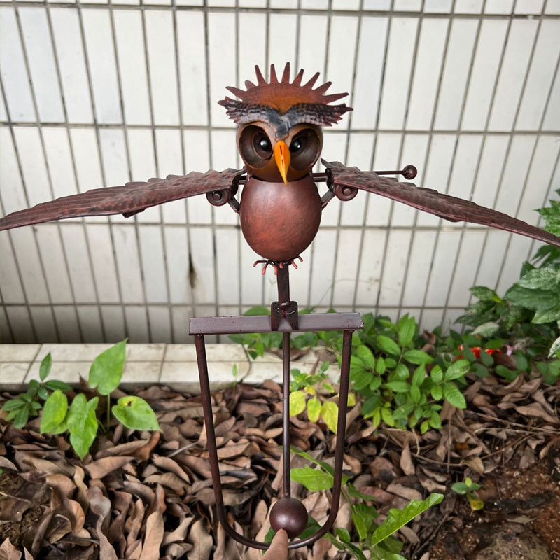 Garden Sculpture-Bird Windmill for Patio Decor