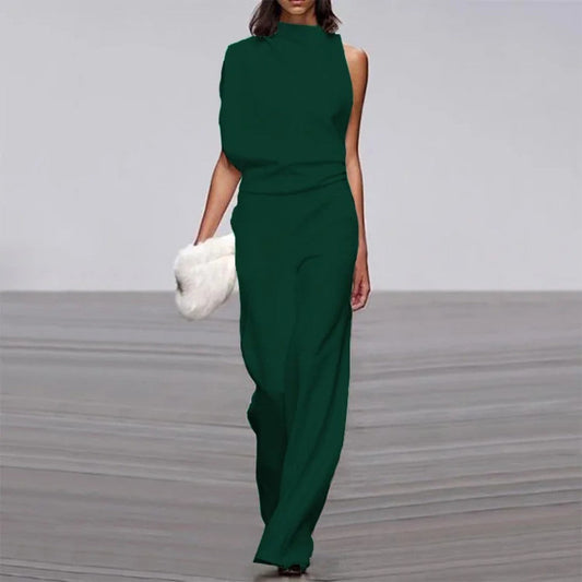 Chic Tailored Sleeveless Jumpsuit with Wide-Leg Design