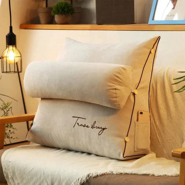 Wedge-Shaped Lumbar Pillow with Adjustable Neck Support