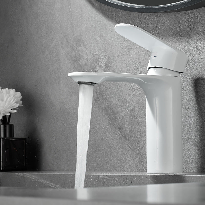 Monochrome Brass Lever Handle Bathroom Sink Faucet