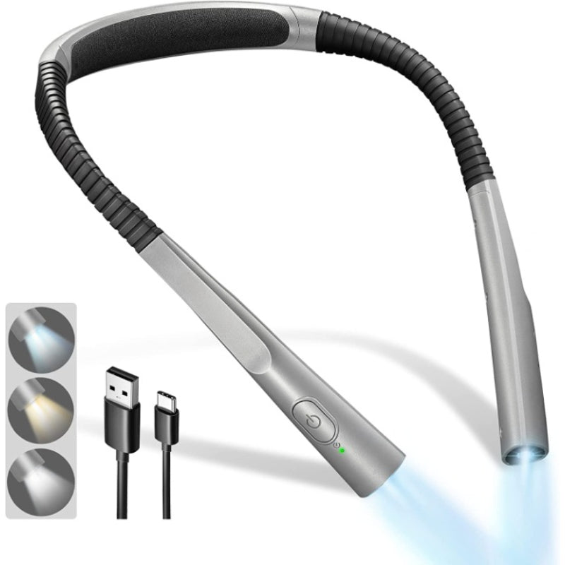 LED Neck Light for Reading in Bed, Adjustable Brightness & Colors, Flexible Arms