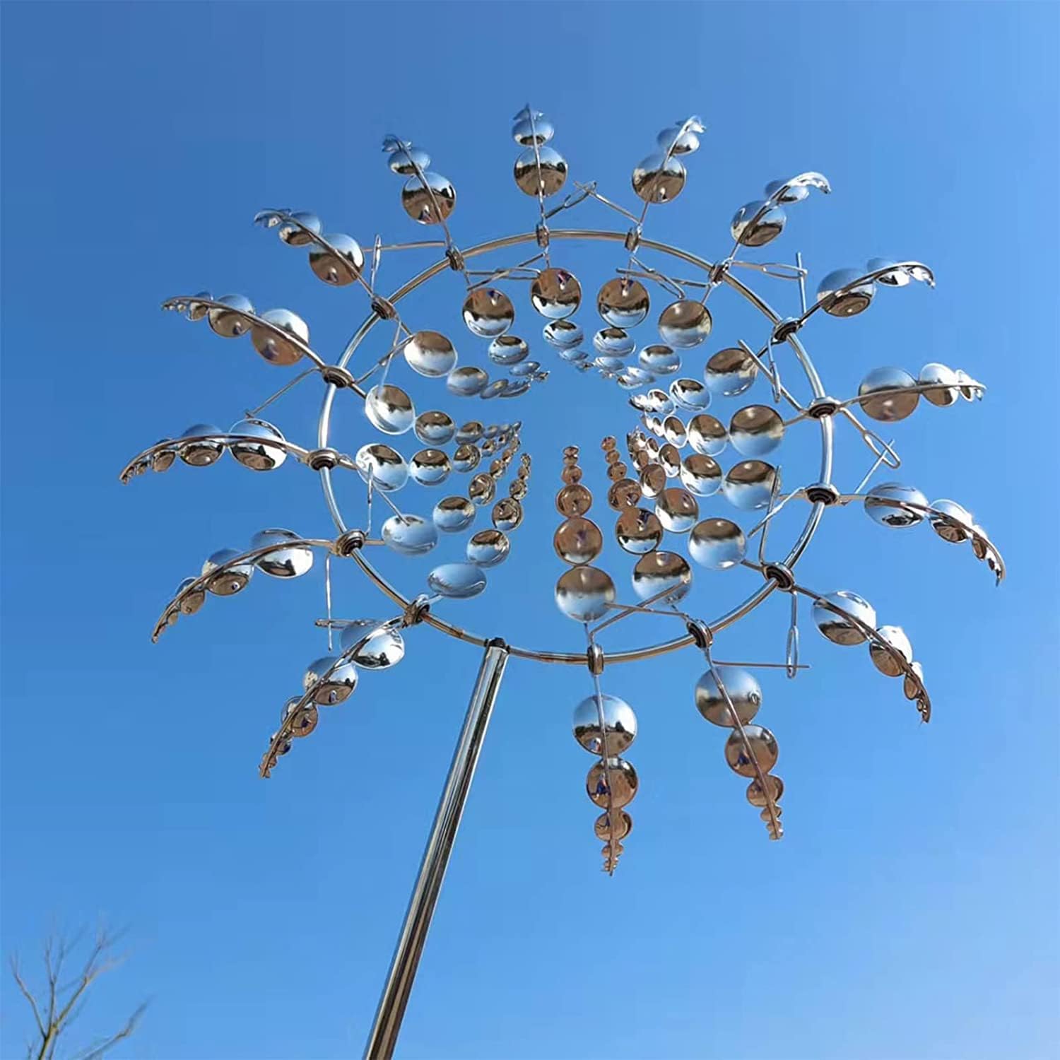 Metal Garden Wind Spinner with Telescopic Pole