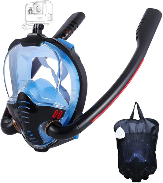Snorkel Mask with Anti-Fog Cloths, 180° Panoramic HD View