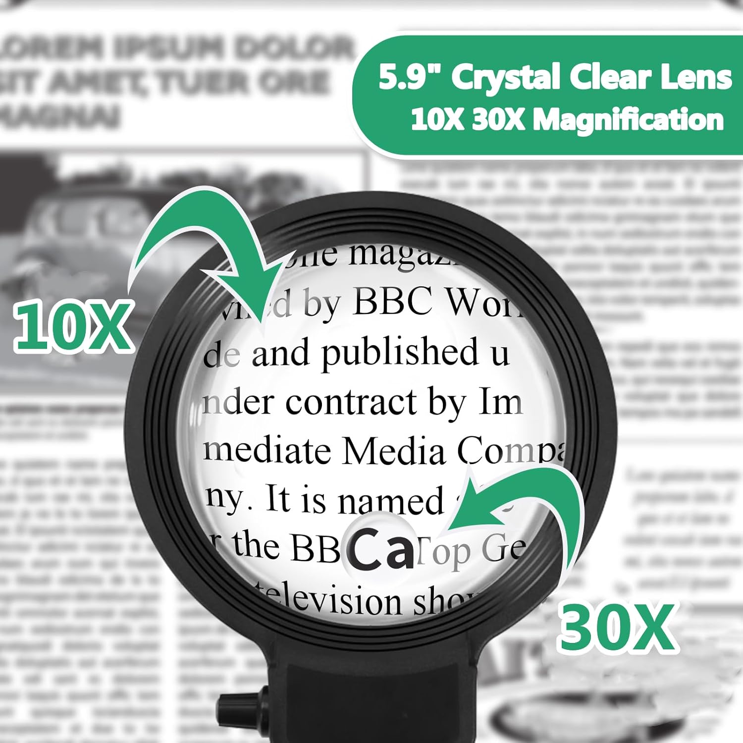 Hands-Free LED Magnifier Glass with 10X & 30X Zoom for Reading & Crafts