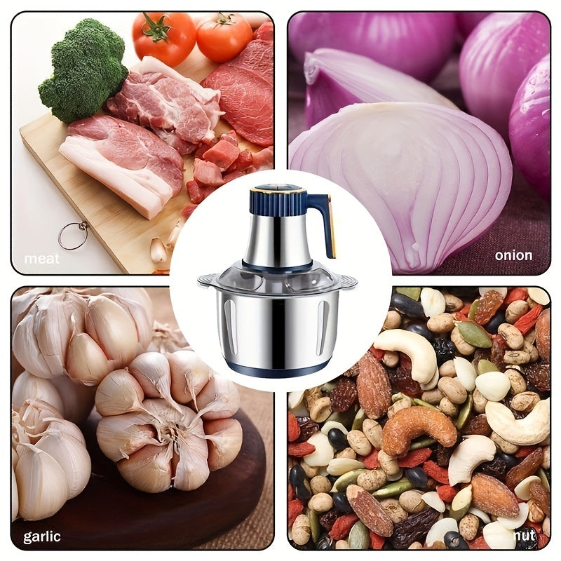 Stainless Steel Food Processor - High-Speed Meat Grinder & Veggie Chopper (5L)