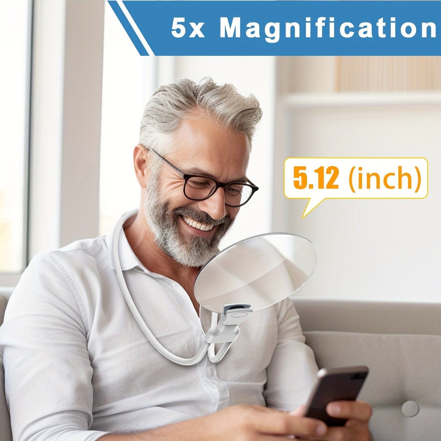5X Hands-Free Magnifier – Adjustable Loupe for Seniors and Visual Assistance