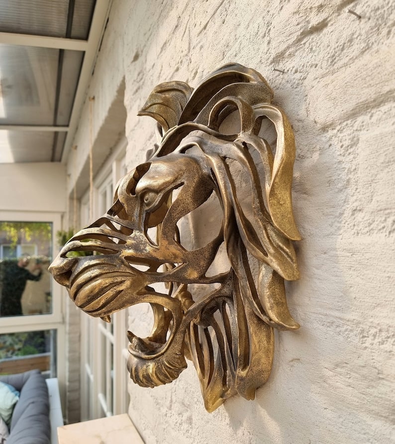 Unique Large Lion Head Wall Sculpture for Wall Decor
