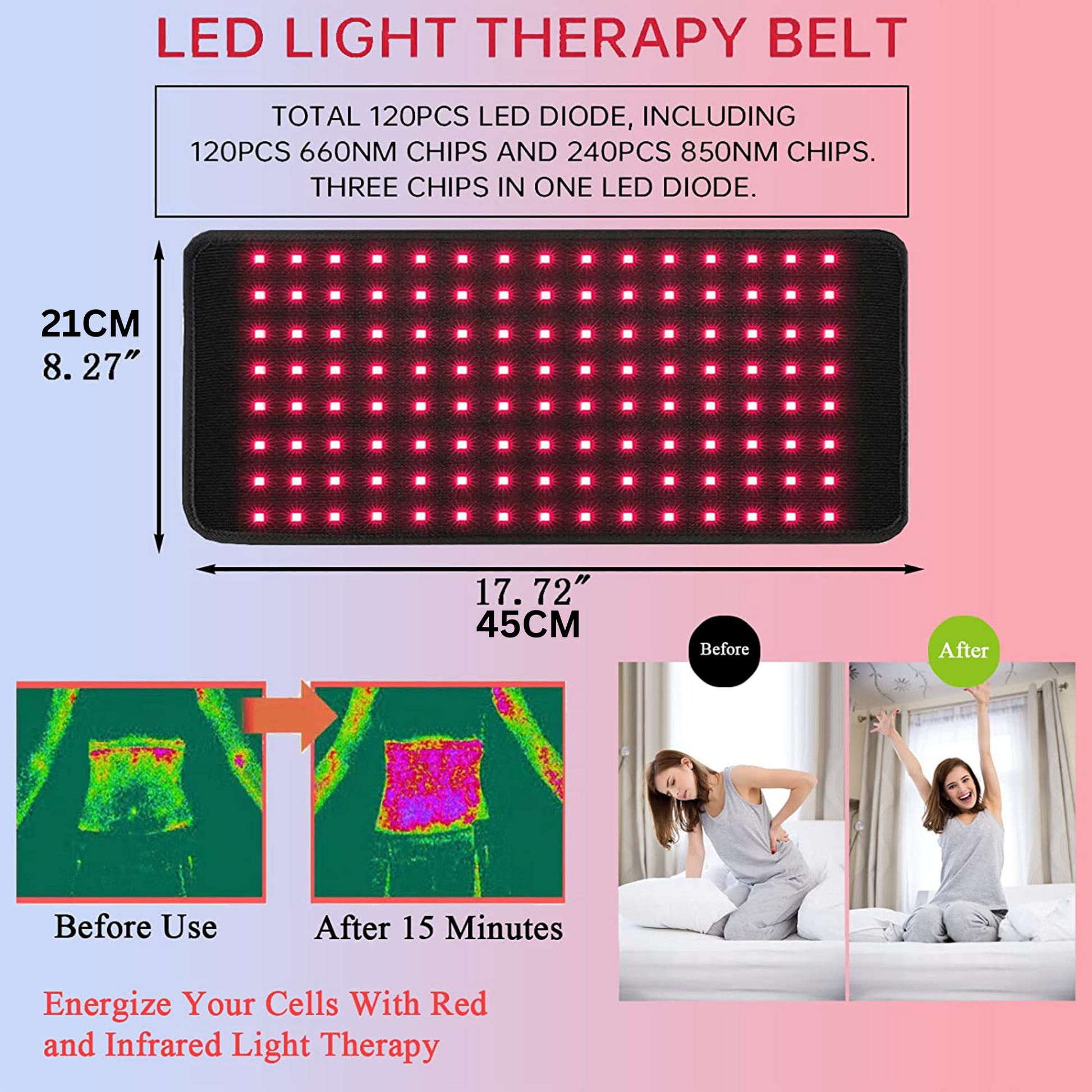 Medical-Grade Infrared Light Therapy Belt for At-Home Pain Relief
