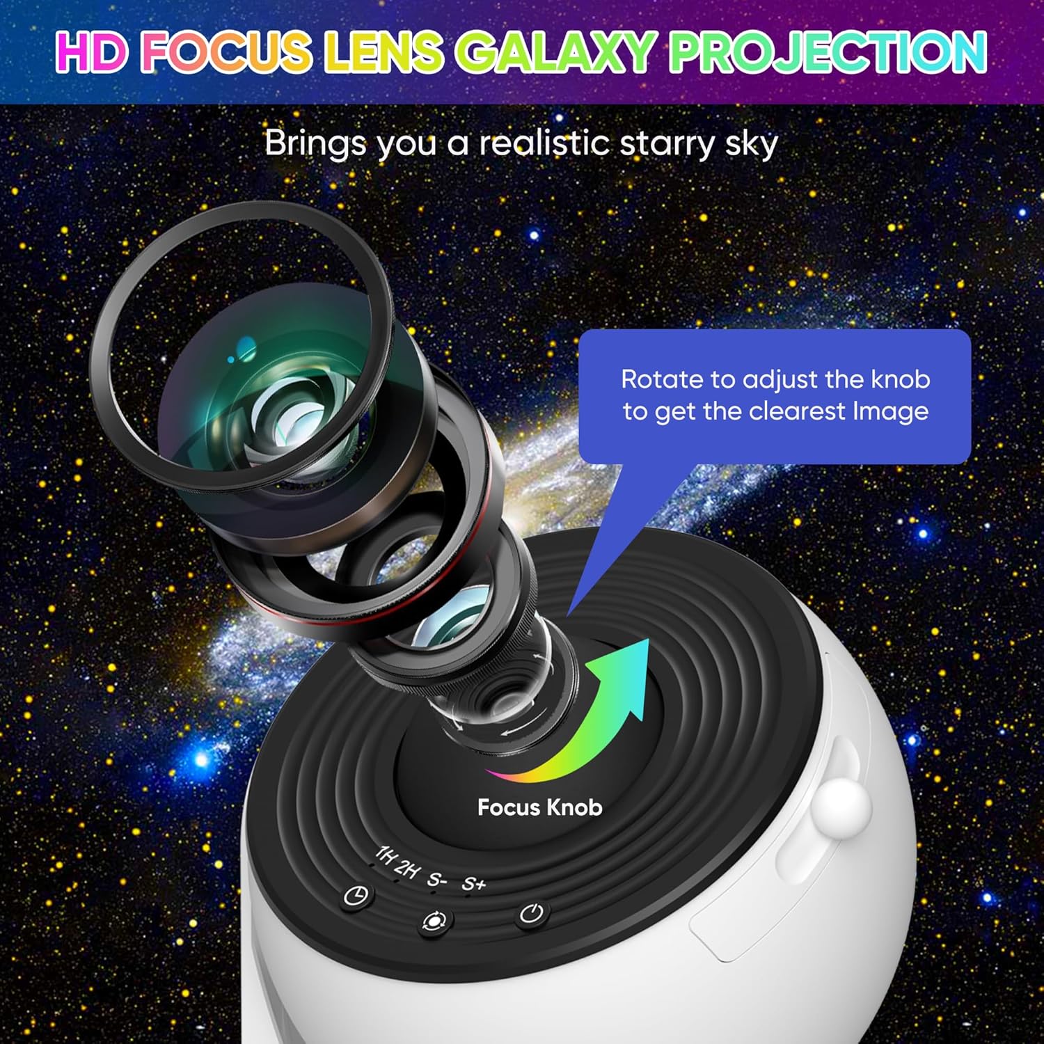 360° Rotating Galaxy Projector - Enchanting Room-Wide Starry Night Display