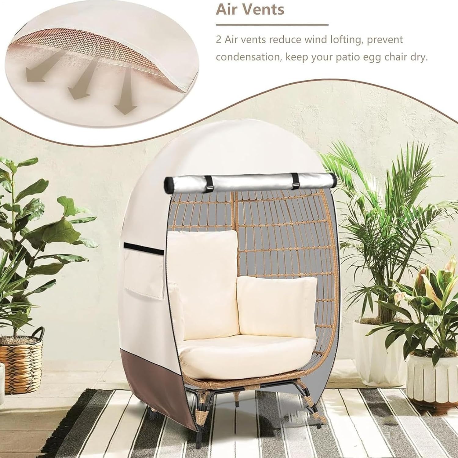 Waterproof Egg Chair Protector with Dual Zippers