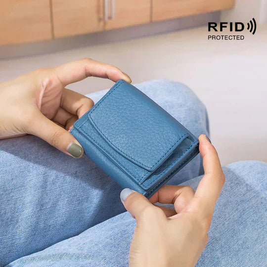 RFID Blocking Leather Wallet | Slim Card Holder for Travel | Unisex Design