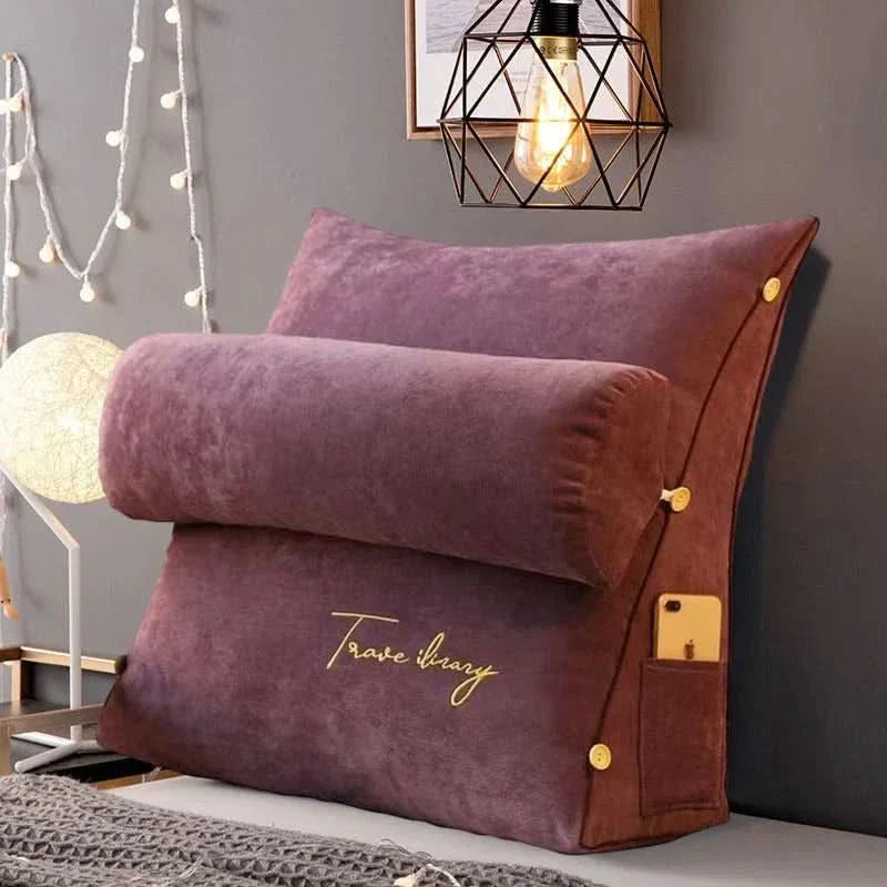 Wedge-Shaped Lumbar Pillow with Adjustable Neck Support