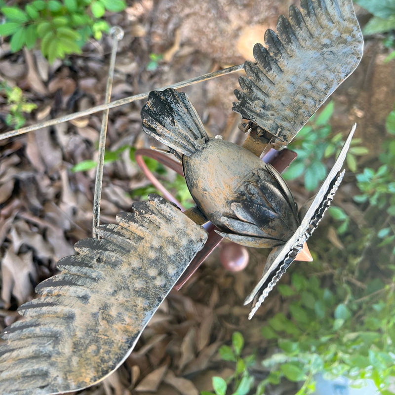 Outdoor Bird-Themed Windmill Sculpture for Gardens
