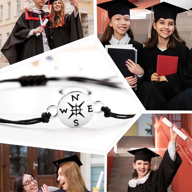 Graduation Keepsake Bracelet with Compass Charm