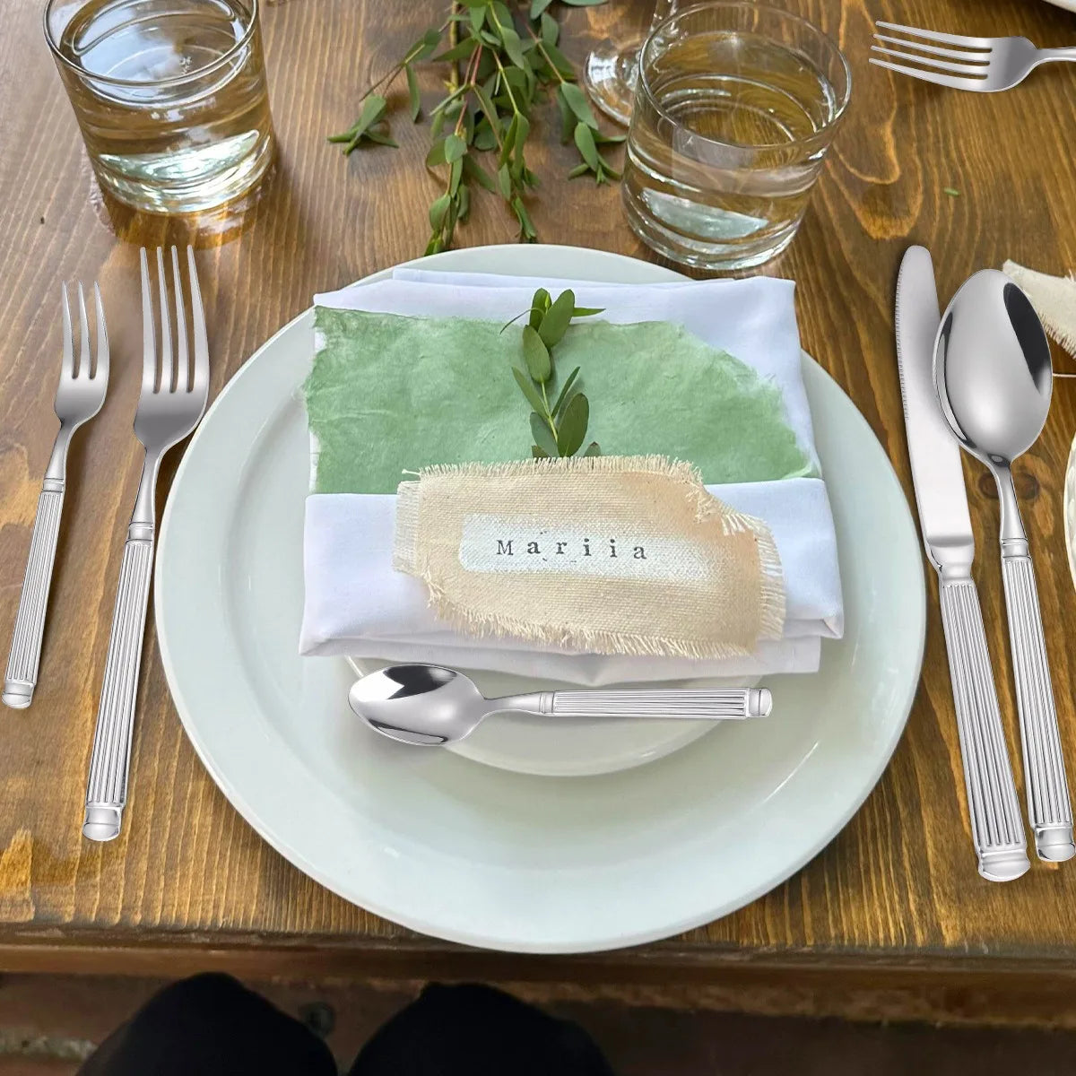 Gold Roman Column Design Cutlery Set - Premium Stainless Steel Flatware