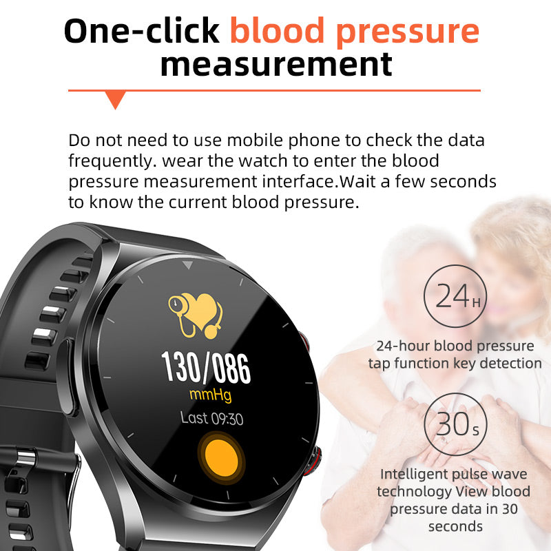 One-Touch Health Monitor Smartwatch: Glucose, Blood Pressure, ECG, Heart Rate
