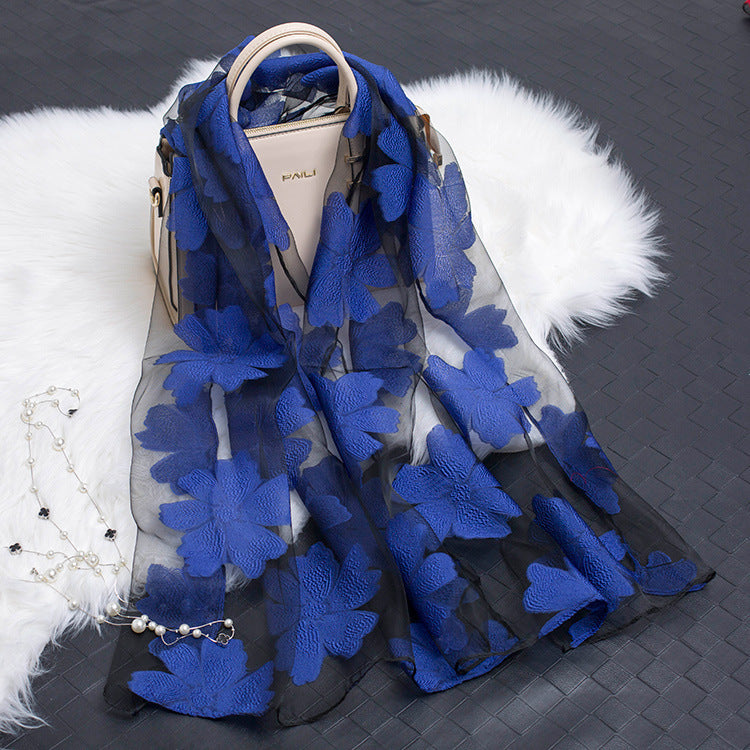 Silk Scarf with Floral Cutout Design
