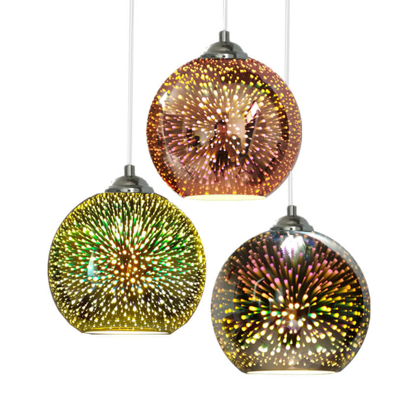 3D Firework Glass Dome Pendant Light - Colorful Modern Ceiling Fixture