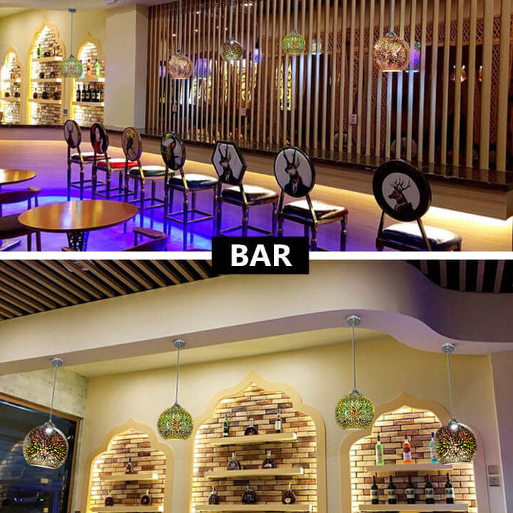 3D Firework Glass Dome Pendant Light - Colorful Modern Ceiling Fixture