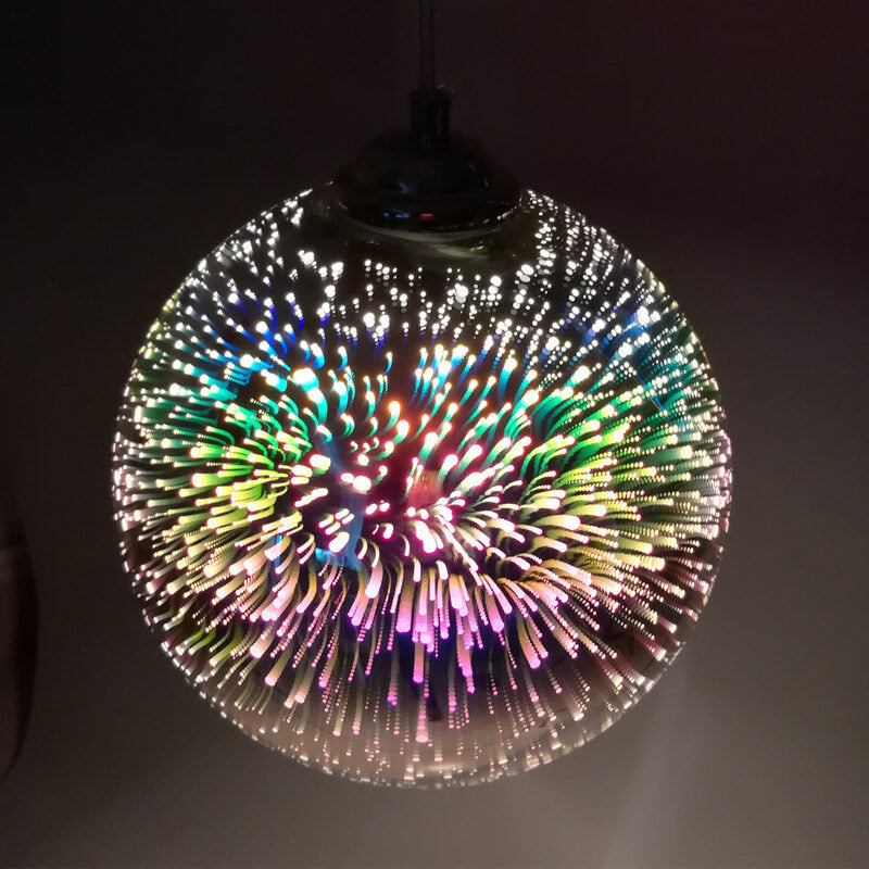 3D Firework Glass Dome Pendant Light - Colorful Modern Ceiling Fixture