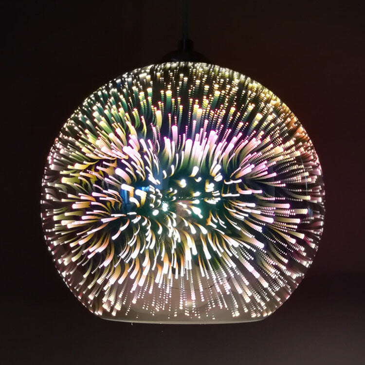 3D Firework Glass Dome Pendant Light - Colorful Modern Ceiling Fixture